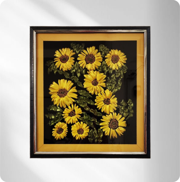 Gold Sunflowers Embroidery Kit | Design Wall Home Decor